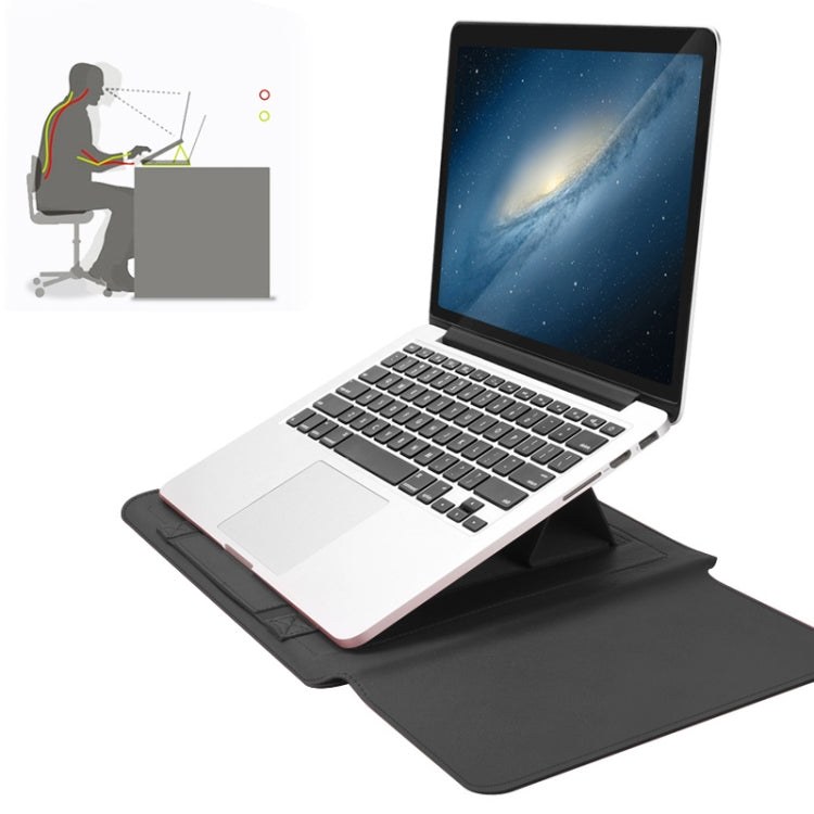 Sacoche universelle imperméable en cuir PU 4 en 1 pour ordinateur portable avec poignée, support et porte-stylo + 2 enrouleurs + sac pour souris + sac pour chargeur pour ordinateurs portables 15 pouces, 15 pouces