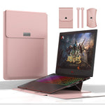 Sacoche universelle imperméable en cuir PU 4 en 1 pour ordinateur portable avec poignée, support et porte-stylo + 2 enrouleurs + sac pour souris + sac pour chargeur pour ordinateurs portables 15 pouces, 15 pouces
