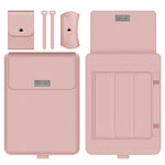Sacoche universelle imperméable en cuir PU 4 en 1 pour ordinateur portable avec poignée, support et porte-stylo + 2 enrouleurs + sac pour souris + sac pour chargeur pour ordinateurs portables 15 pouces, 15 pouces