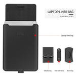 Sacoche universelle imperméable en cuir PU 4 en 1 pour ordinateur portable avec poignée, support et porte-stylo + 2 enrouleurs + sac pour souris + sac pour chargeur pour ordinateurs portables 15 pouces, 15 pouces