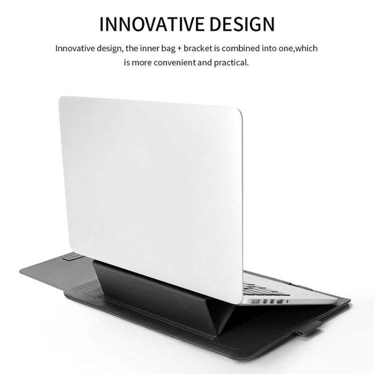Sacoche universelle imperméable en cuir PU 4 en 1 pour ordinateur portable avec poignée, support et porte-stylo + 2 enrouleurs + sac pour souris + sac pour chargeur pour ordinateurs portables 15 pouces, 15 pouces
