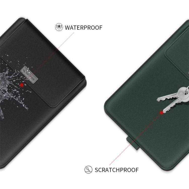 Sacoche universelle imperméable en cuir PU 4 en 1 pour ordinateur portable avec poignée, support et porte-stylo + 2 enrouleurs + sac pour souris + sac pour chargeur pour ordinateurs portables 15 pouces, 15 pouces