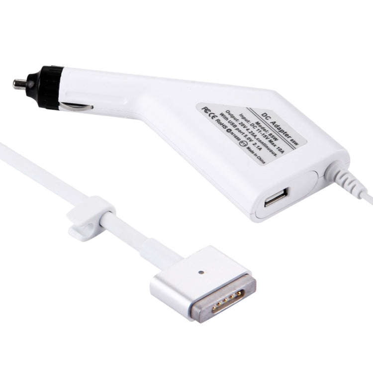 Chargeur de voiture 85W 20V 4.25A 5 broches de style T MagSafe 2 avec 1 port USB pour Apple Macbook A1398 / A1424 / MC975 / MC976 / ME664 / ME665, Longueur : 1,7 m, 85W 20V 4.25A