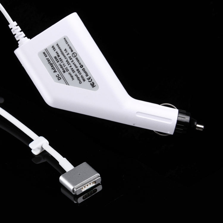 Chargeur de voiture 85W 20V 4.25A 5 broches de style T MagSafe 2 avec 1 port USB pour Apple Macbook A1398 / A1424 / MC975 / MC976 / ME664 / ME665, Longueur : 1,7 m, 85W 20V 4.25A