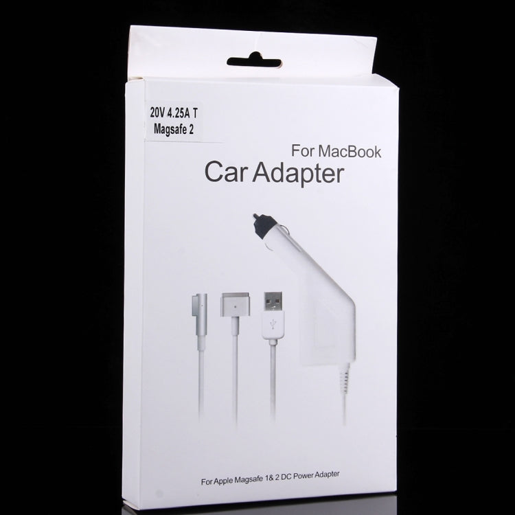 Chargeur de voiture 85W 20V 4.25A 5 broches de style T MagSafe 2 avec 1 port USB pour Apple Macbook A1398 / A1424 / MC975 / MC976 / ME664 / ME665, Longueur : 1,7 m, 85W 20V 4.25A