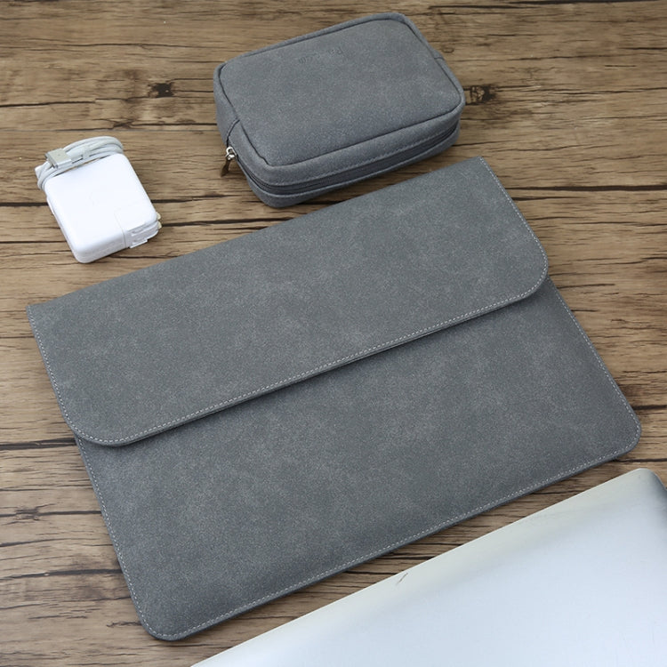 Sacoche intérieure 2 en 1 en cuir mat horizontale pour ordinateur portable + Sacoche pour adaptateur secteur pour MacBook Air 13,3 pouces A1466 (2012-2017) / A1369 (2010-2012), MacBook Air 13,3 pouces A1466 (2012-2017) / A1369 (2010-2012)