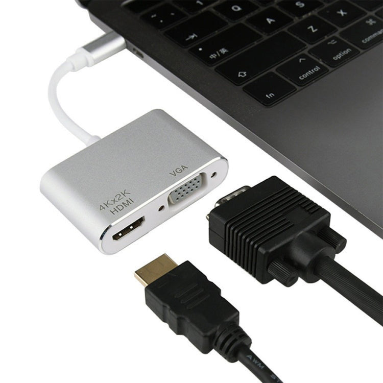 Adaptateur multifonction 4 en 1 USB / Type-C vers HDMI 4K + VGA + USB 3.0