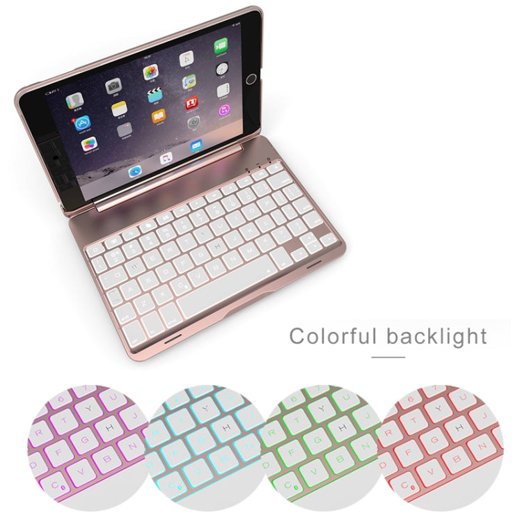 F8SM+ Version ordinateur portable Clavier Bluetooth en alliage d'aluminium rétroéclairé coloré Étui pour tablette iPad mini 4 / mini 5