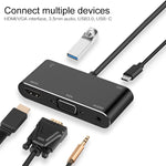 Convertisseur USB-C / Type-C vers HDMI / VGA / USB 3.0 / PD
