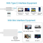 Convertisseur HD USB-C / Type-C 3.1 mâle vers Mini DP femelle, longueur : 12 cm, argent, or
