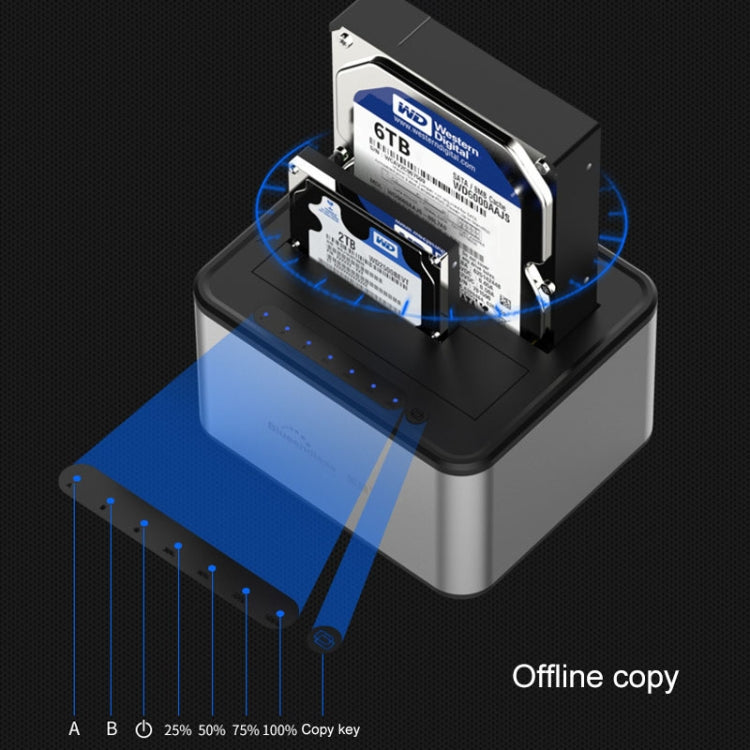 Blueendless station d'accueil pour disque dur SATA USB 3.0 2 baies 2,5 / 3,5 pouces copie hors ligne