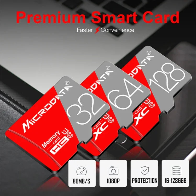 Carte mémoire MICRODATA 128 Go Classe 10 Rouge et Grise TF (Micro SD), 128 Go