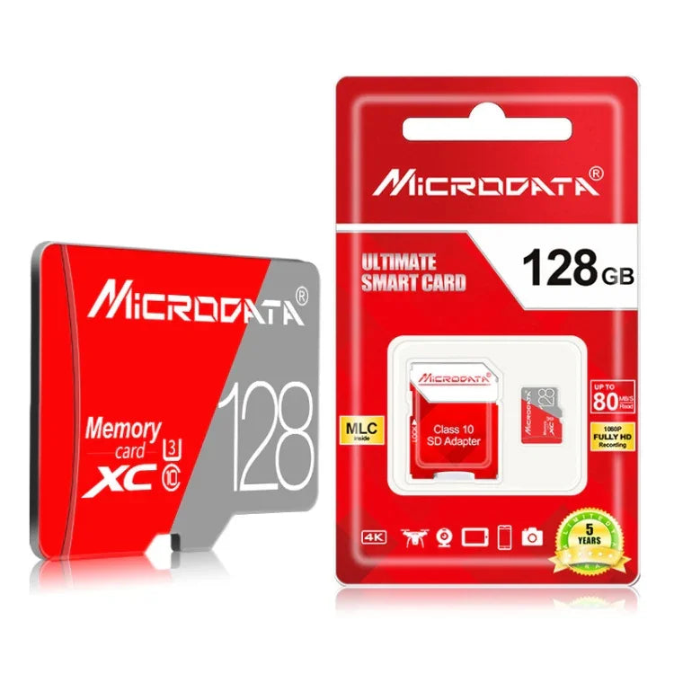 Carte mémoire MICRODATA 128 Go Classe 10 Rouge et Grise TF (Micro SD), 128 Go
