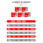 Carte mémoire MICRODATA 128 Go Classe 10 Rouge et Grise TF (Micro SD), 128 Go