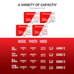 Carte mémoire MICRODATA 16 Go haute vitesse U1 rouge et blanche TF (micro SD), 16 Go
