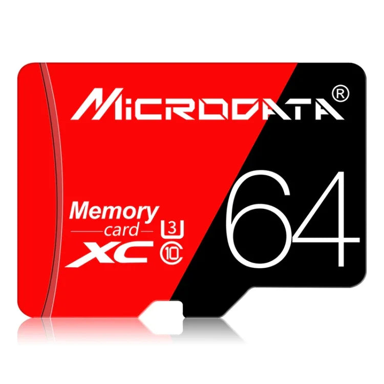 Carte mémoire MICRODATA 64 Go haute vitesse U3 rouge et noire TF (micro SD), 64 Go
