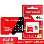 Carte mémoire MICRODATA 64 Go haute vitesse U3 rouge et noire TF (micro SD), 64 Go