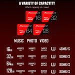 Carte mémoire MICRODATA 64 Go haute vitesse U3 rouge et noire TF (micro SD), 64 Go