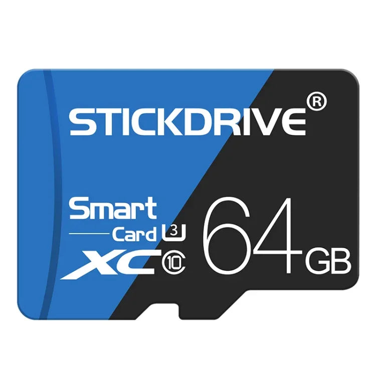 Carte mémoire microSD STICKDRIVE 64 Go haute vitesse U3 bleue et noire, 64 Go
