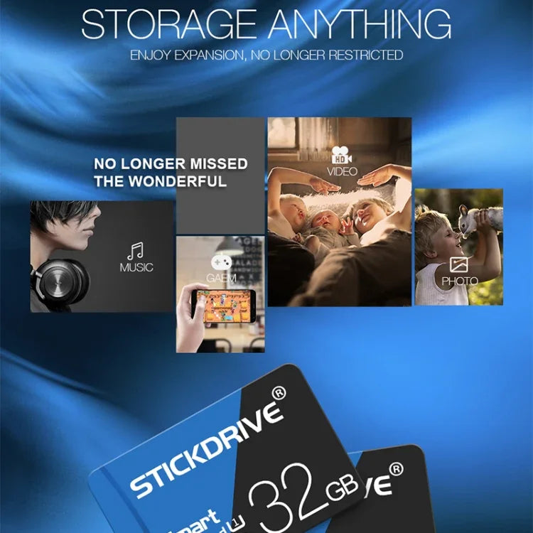 Carte mémoire microSD (TF) STICKDRIVE 128 Go haute vitesse U3 bleue et noire, 128 Go