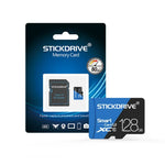 Carte mémoire microSD (TF) STICKDRIVE 128 Go haute vitesse U3 bleue et noire, 128 Go