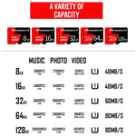Carte mémoire MICRODATA 128 Go U3 rouge et noire TF (Micro SD), 128 Go