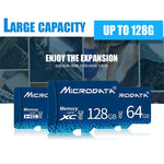 Carte mémoire MICRODATA 128 Go U3 bleue TF (Micro SD), 128 Go
