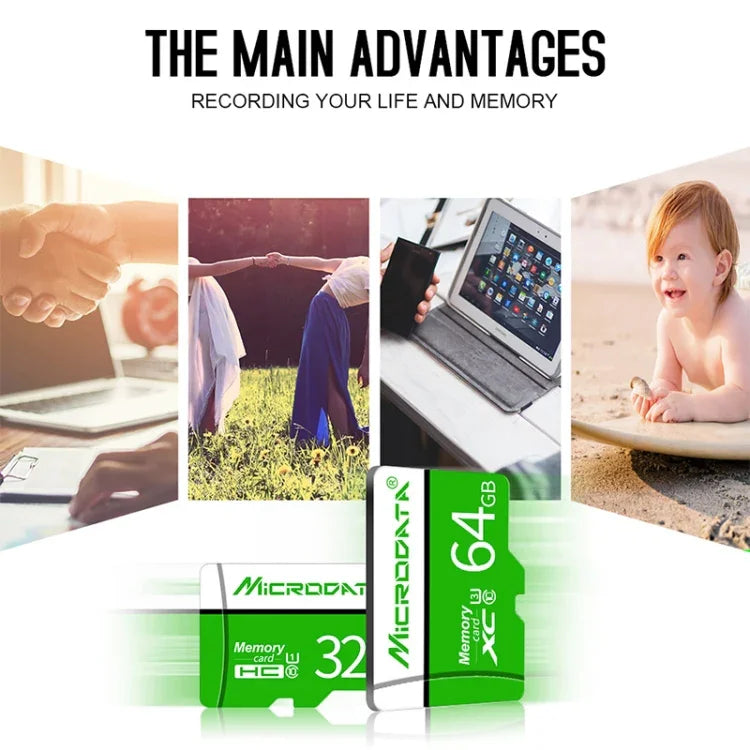 Carte mémoire MICRODATA 8 Go U1 verte et blanche TF (Micro SD), 8 Go