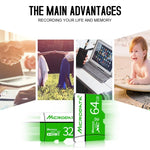 Carte mémoire MICRODATA 128 Go U3 verte et blanche TF (Micro SD), 128 Go