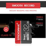 Carte mémoire microSD STICKDRIVE 16 Go U1 à lignes blanches, rouge et noir, 16 Go
