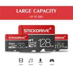 Carte mémoire microSD STICKDRIVE 128 Go U3 White Line rouge et noire, 128 Go