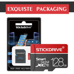 Carte mémoire microSD STICKDRIVE 128 Go U3 White Line rouge et noire, 128 Go