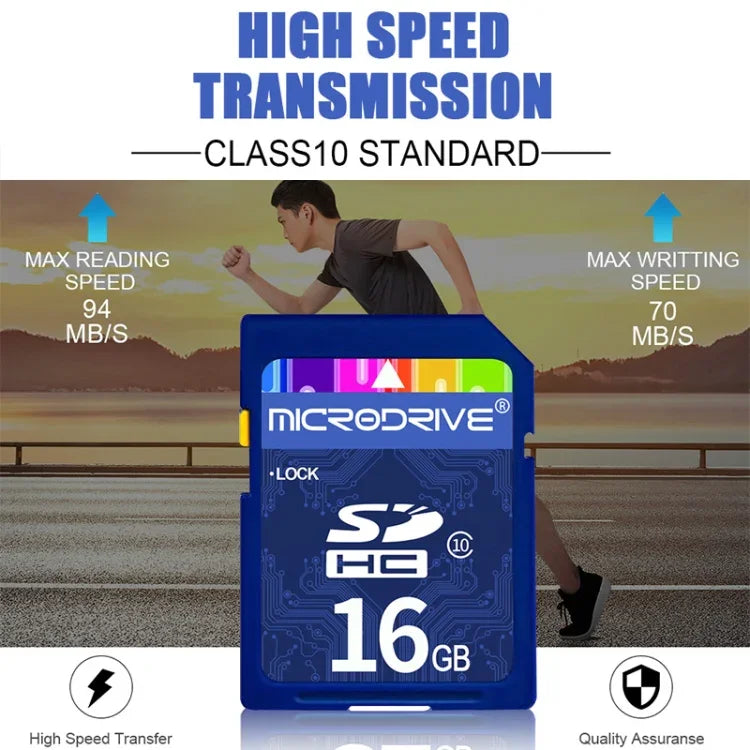 Carte mémoire SD Microdrive 16 Go haute vitesse classe 10 pour tous les appareils numériques dotés d'un emplacement pour carte SD, 16 Go