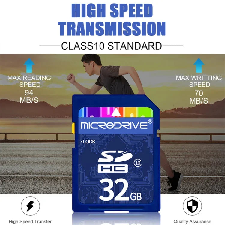 Carte mémoire SD Microdrive 32 Go haute vitesse classe 10 pour tous les appareils numériques dotés d'un emplacement pour carte SD, 32 Go