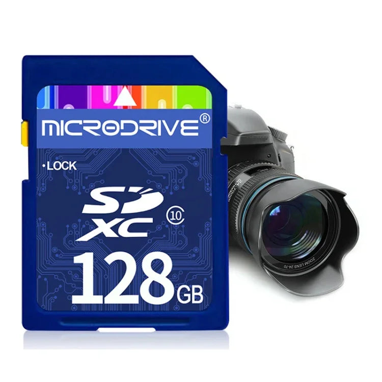 Carte mémoire SD Microdrive 128 Go haute vitesse classe 10 pour tous les appareils numériques dotés d'un emplacement pour carte SD, 128 Go