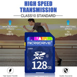 Carte mémoire SD Microdrive 128 Go haute vitesse classe 10 pour tous les appareils numériques dotés d'un emplacement pour carte SD, 128 Go