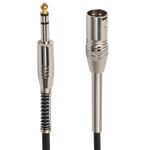 Câble audio microphone stéréo XLR 3 broches mâle vers prise femelle 1/4 pouce (6,35 mm) de 30 cm, BK2077KM