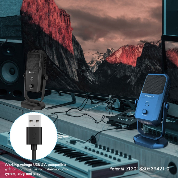 Microphone à condensateur de studio Yanmai SF-900 multifonction à quatre directivités avec support de bureau