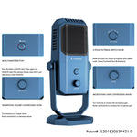 Microphone à condensateur de studio Yanmai SF-900 multifonction à quatre directivités avec support de bureau