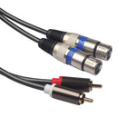 Câble audio 2 RCA mâle vers 2 XLR 3 broches femelles, longueur : 1,5 m, 366156-15 2 RCA mâle vers 2 XLR 3 broches femelles