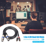 Câble audio 2 RCA mâle vers 2 XLR 3 broches femelles, longueur : 1,5 m, 366156-15 2 RCA mâle vers 2 XLR 3 broches femelles