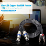 Câble audio 2 RCA mâle vers 2 XLR 3 broches femelles, longueur : 1,5 m, 366156-15 2 RCA mâle vers 2 XLR 3 broches femelles
