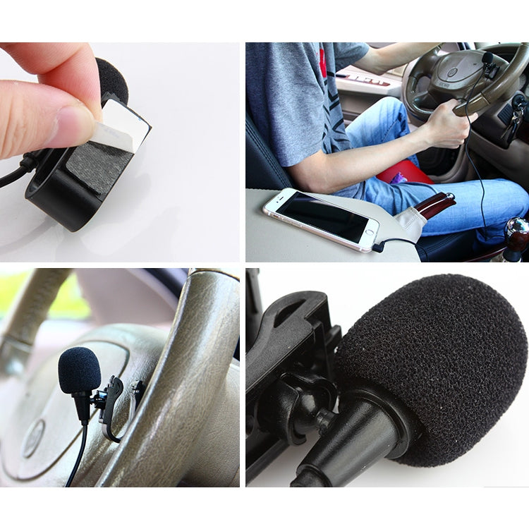 Microphone lavalier mono à clipser autocollant ZJ025MR prise 2,5 mm pour GPS voiture / audio DVD Bluetooth externe, longueur de câble : 3 m, prise mono 2,5 mm