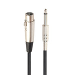 Câble microphone XLR 3 broches femelle vers jack 1/4 pouce (6,35 mm) mono blindé de 10 m, longueur : 10 m