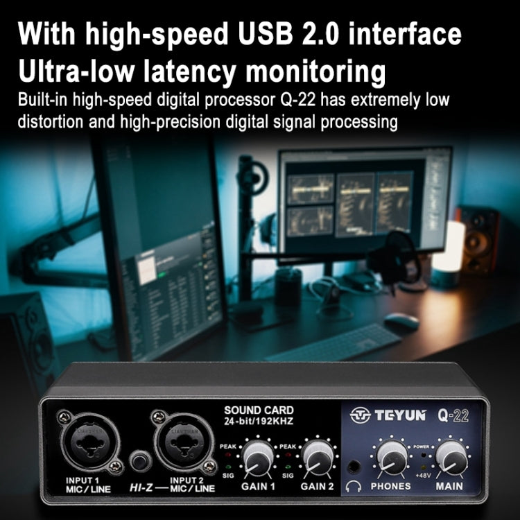 Carte son externe microphone USB TEYUN Q-22 pour ordinateur, Q-22