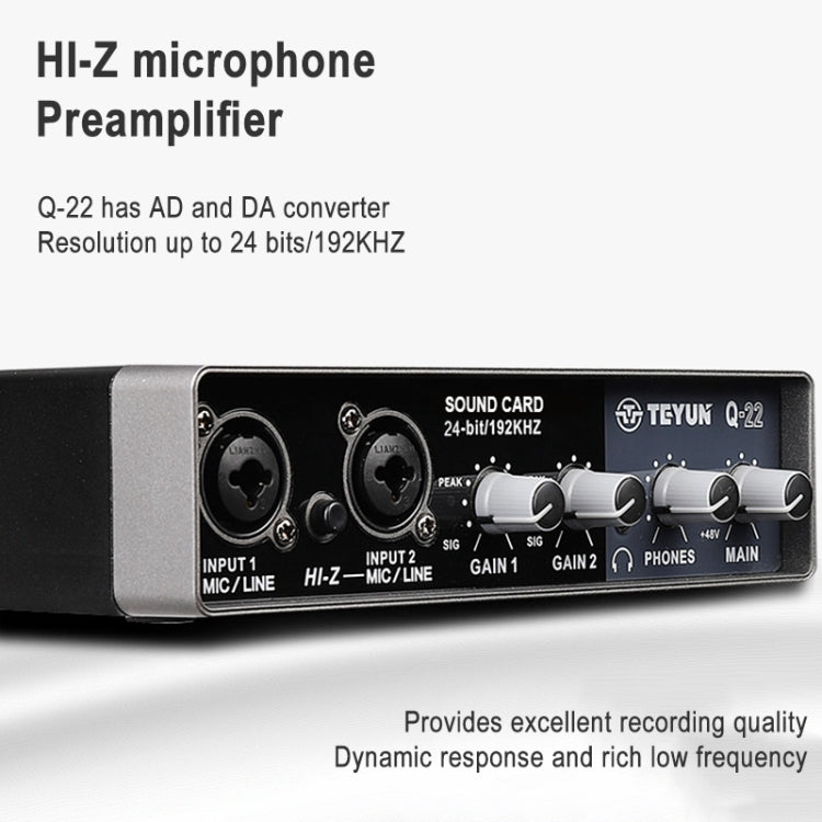 Carte son externe microphone USB TEYUN Q-22 pour ordinateur, Q-22