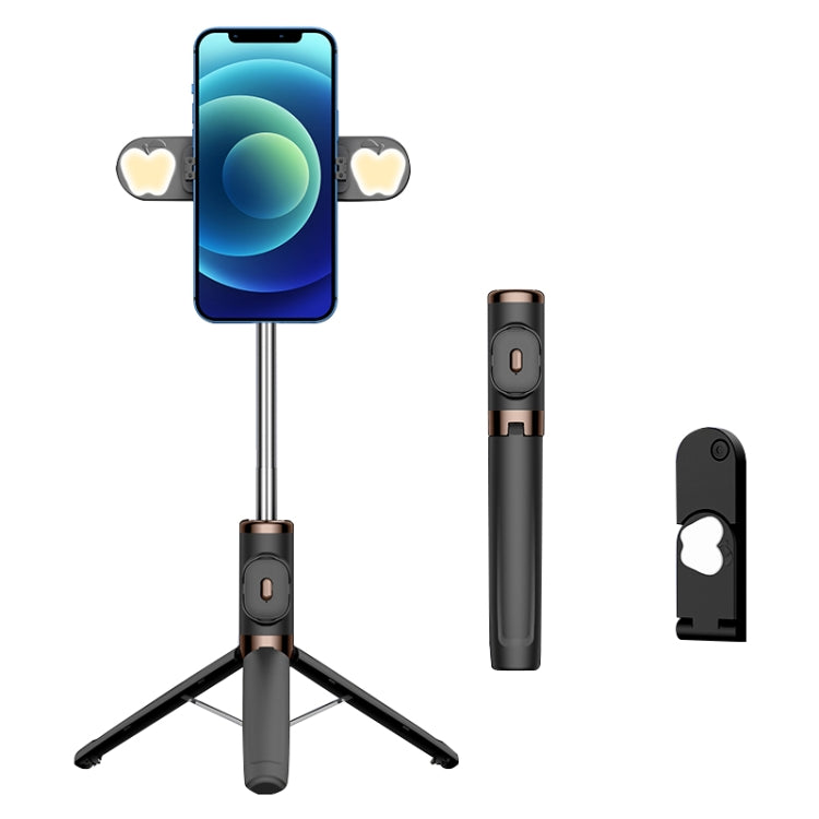 Trépied selfie avec télécommande Bluetooth et double éclairage d'appoint, Double éclairage d'appoint (Noir), Double éclairage d'appoint (Vert), Double éclairage d'appoint (Rouge), Double éclairage d'appoint (Jaune)