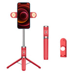 Trépied selfie avec télécommande Bluetooth et double éclairage d'appoint, Double éclairage d'appoint (Noir), Double éclairage d'appoint (Vert), Double éclairage d'appoint (Rouge), Double éclairage d'appoint (Jaune)