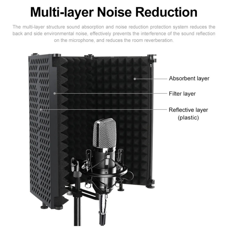 Bouclier d'isolation pour microphone d'enregistrement pliable XTUGA P75, P75