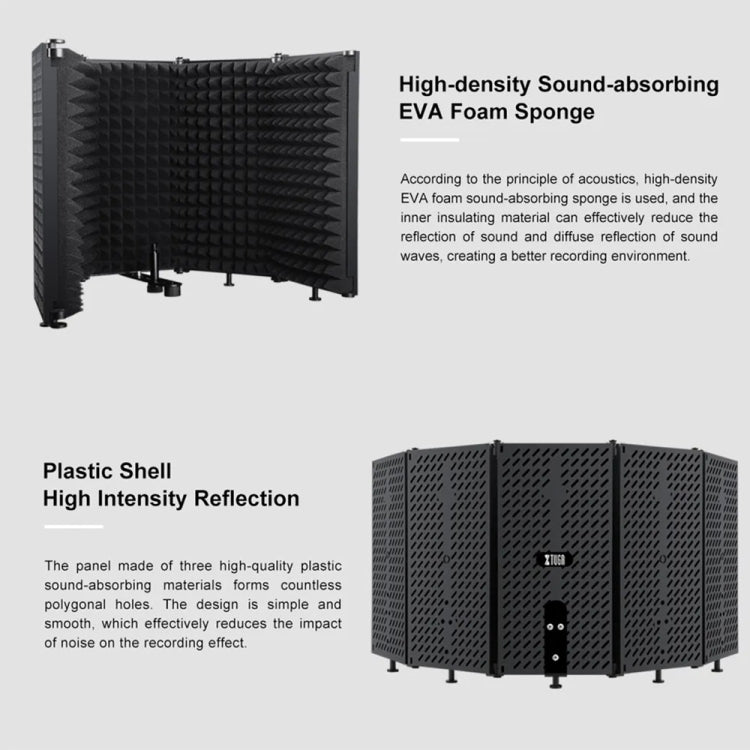 Bouclier d'isolation pour microphone d'enregistrement pliable XTUGA P75, P75